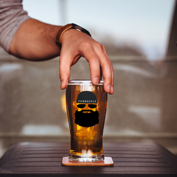 branding mock up for furmuzzle - beer glass